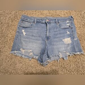 American Eagle Outfitters Blue Jean Shorts Distressed High-Waisted